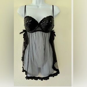 NWT Victoria’s Secret Sexy Little Things Bra Top Babydoll dress black, size 34C